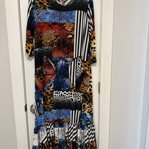 Vibrant Patchwork Long Sleeve Dress